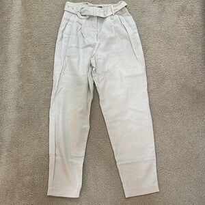 Super High Rise Linen-Blend Belted Ankle Pant